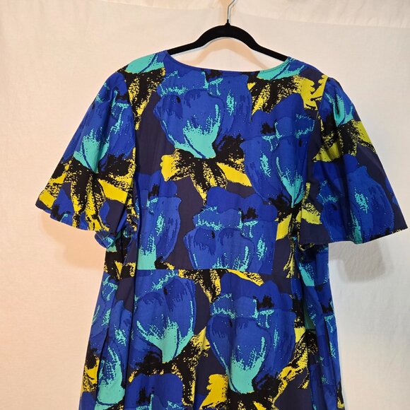 CHRISTOPHER JOHN ROGERS Blue Printed Puff Tired Dress Size 24W/26W New NO Tags! - Picture 6 of 16